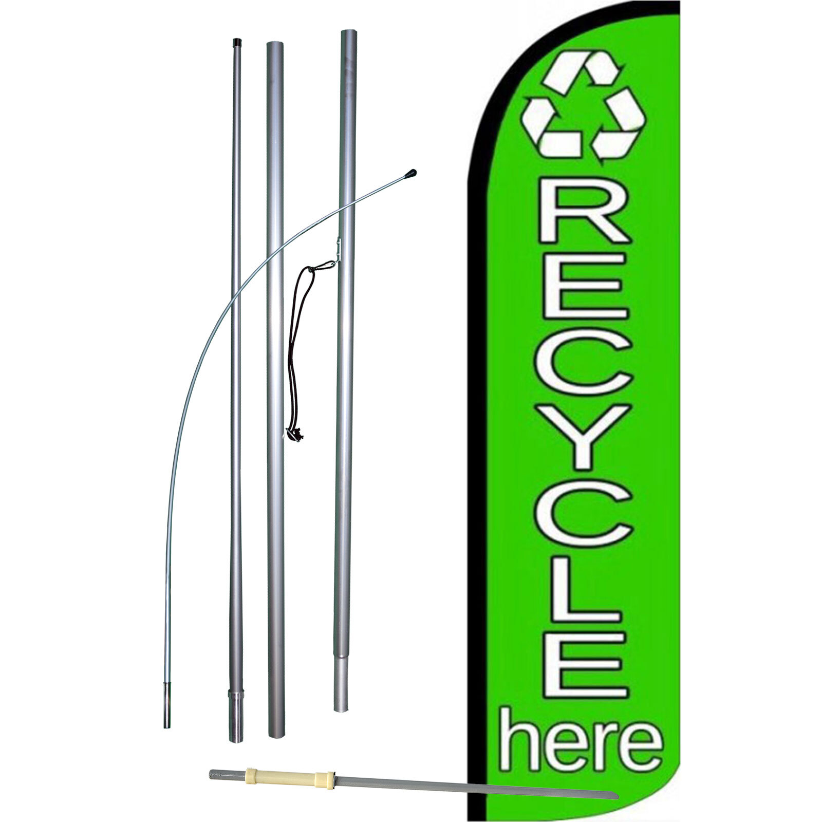 Recycle Flag with Flag Pole and Spike