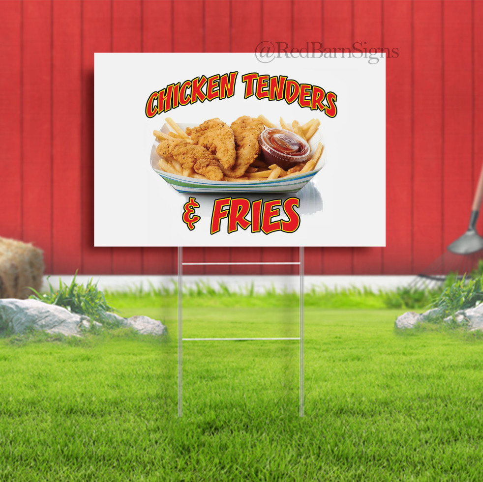 Food Truck Chicken Tenders & Fries Concession Yard Sign