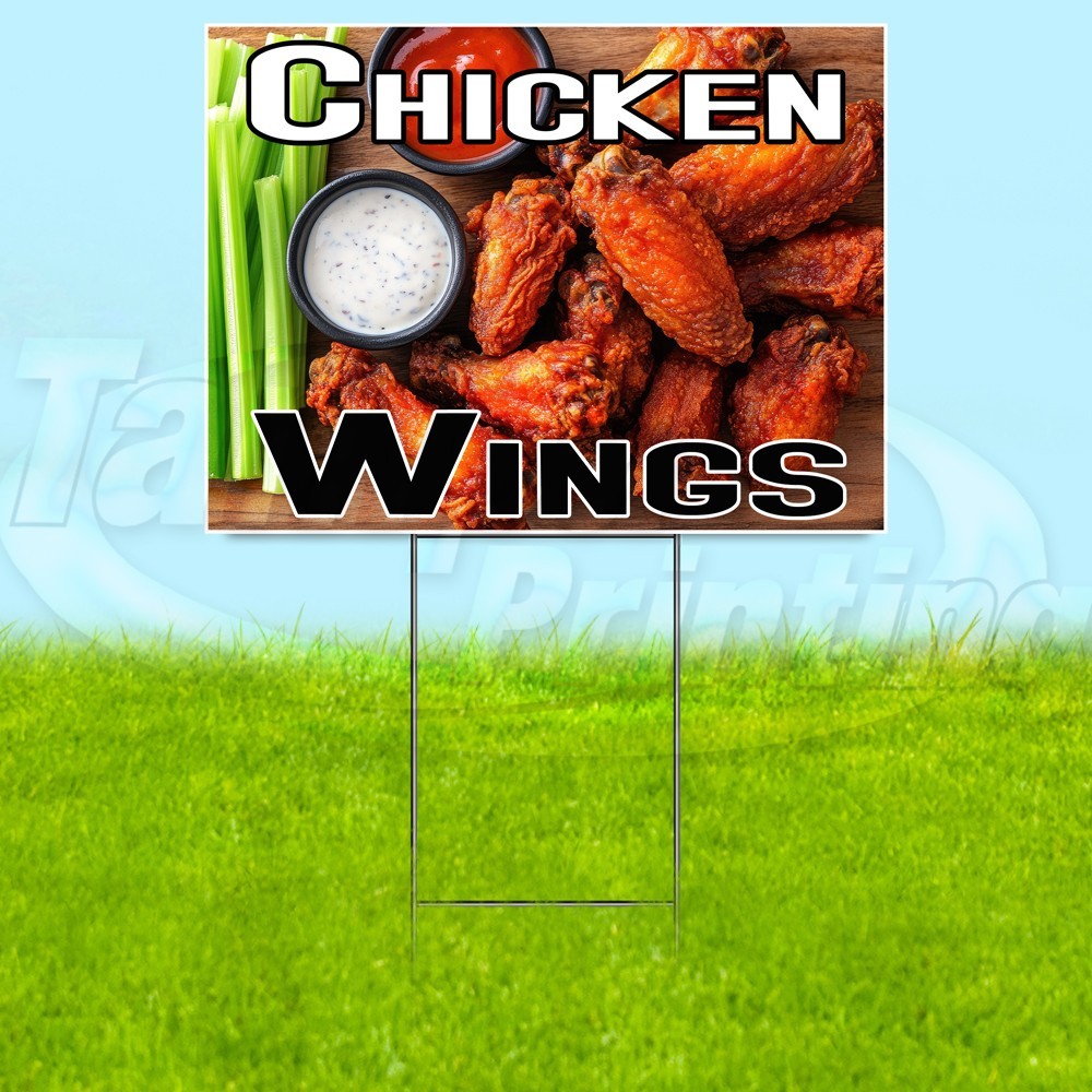 CHICKEN WINGS 18×24 Yard Sign Food Plastic Corrugated WITH STAKE USA YS07671