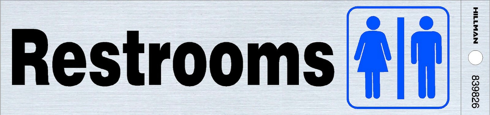 Restrooms Sticker Door SIGN 2″ x 8″ Adhesive rest bath room rooms Hillman 839826