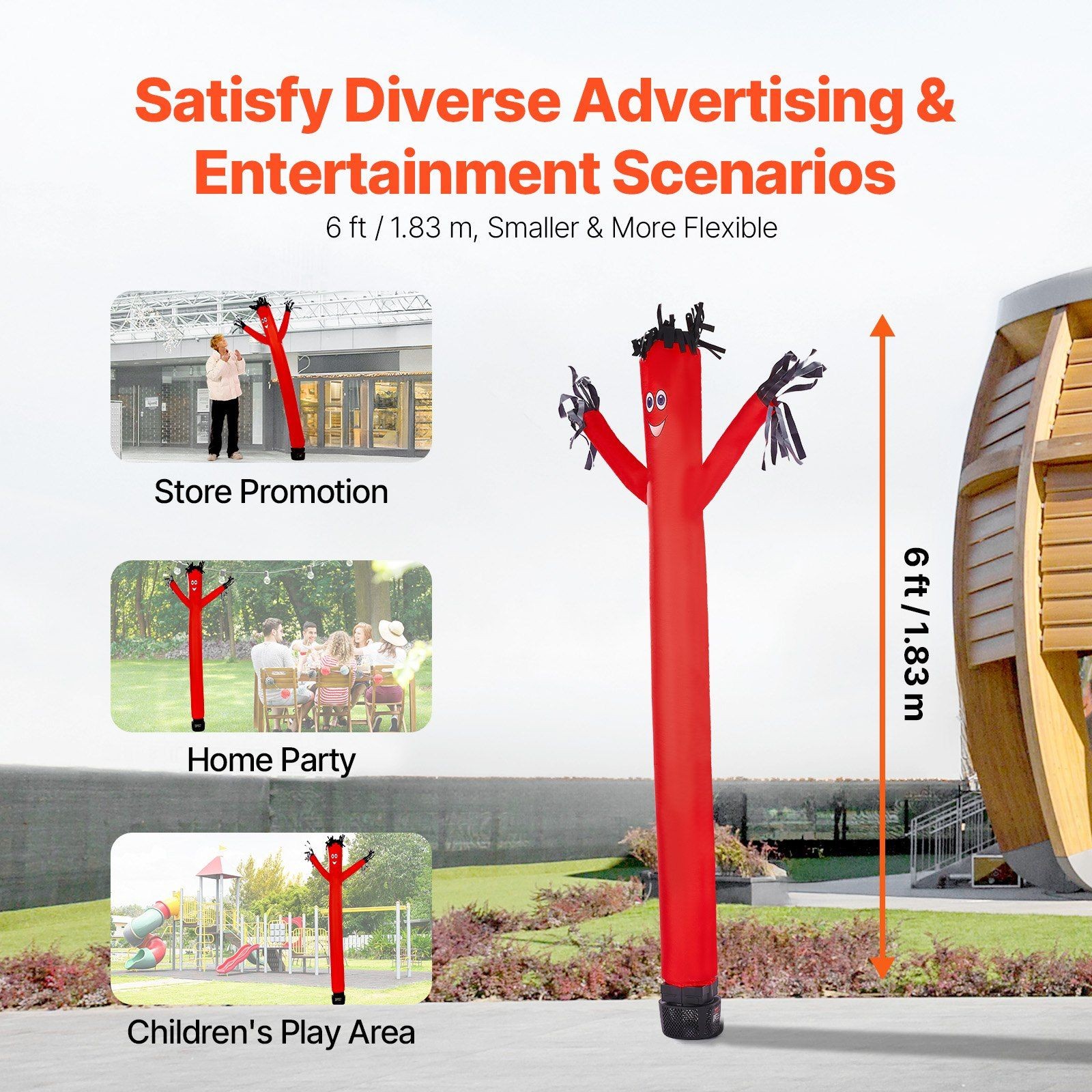 6ft Vibrant Inflatable Tube Men Set with 1/15HP Waterproof Blower