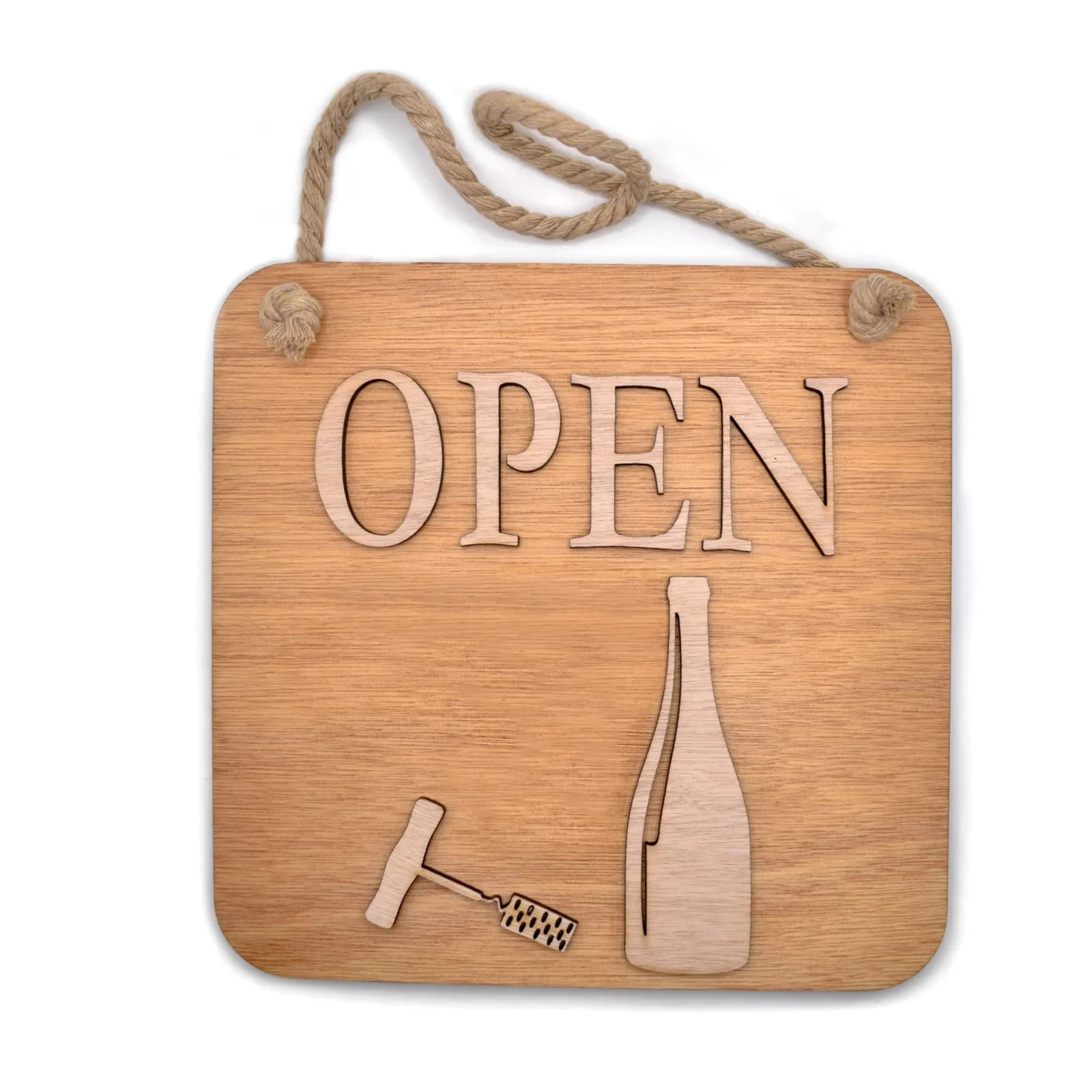 Double-Sided Wooden OPEN/CLOSED Sign for Wine Bar, Liquor Store, Pub