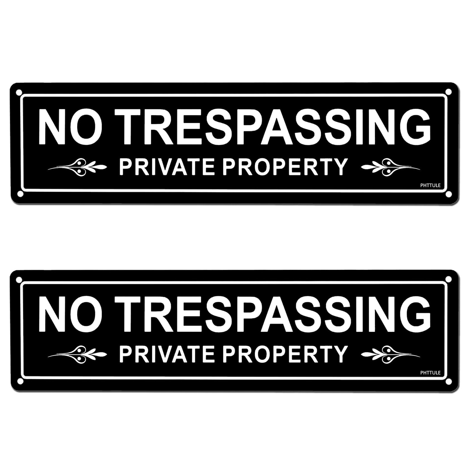 PHTTULE No Trespassing Private Property Sign 2 Pack, 12 x 3 inches Sturdy Rust F