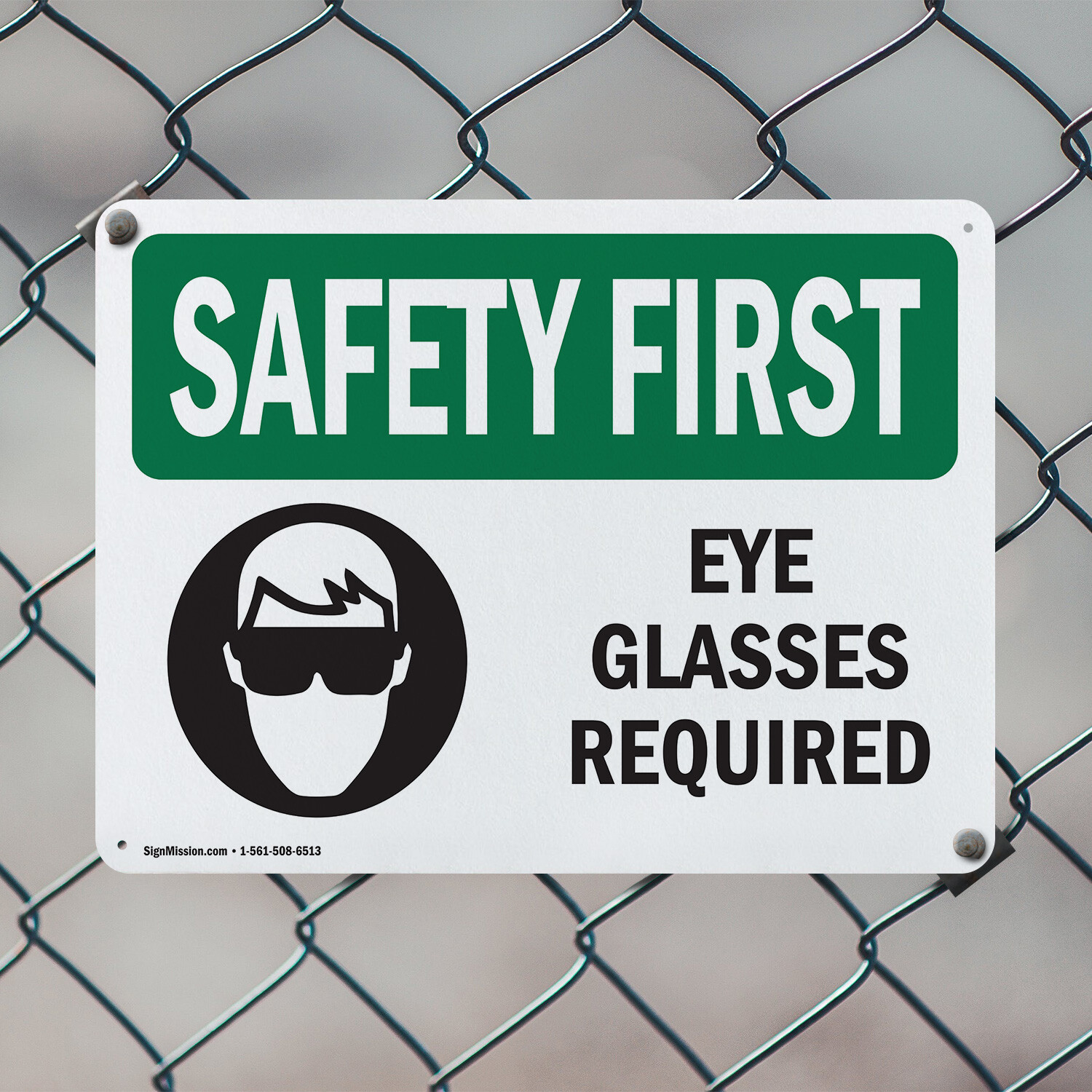 (2 Pack) Eye Glasses Required With Symbol OSHA Safety First Sign Decal Metal