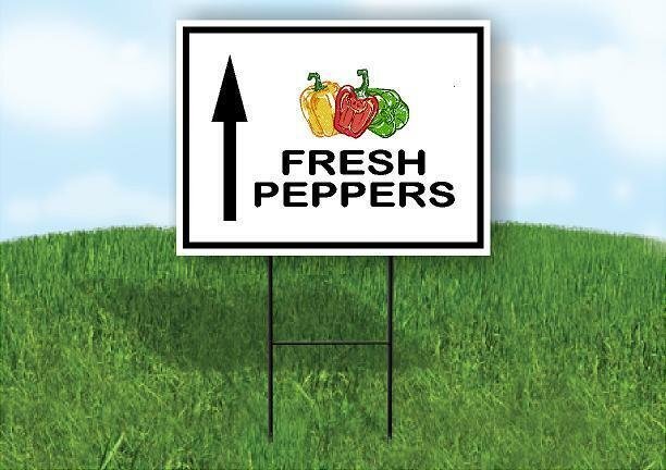 FRESH PEPPERS STRAIGHT ARROW Yard Sign with Stand LAWN SIGN