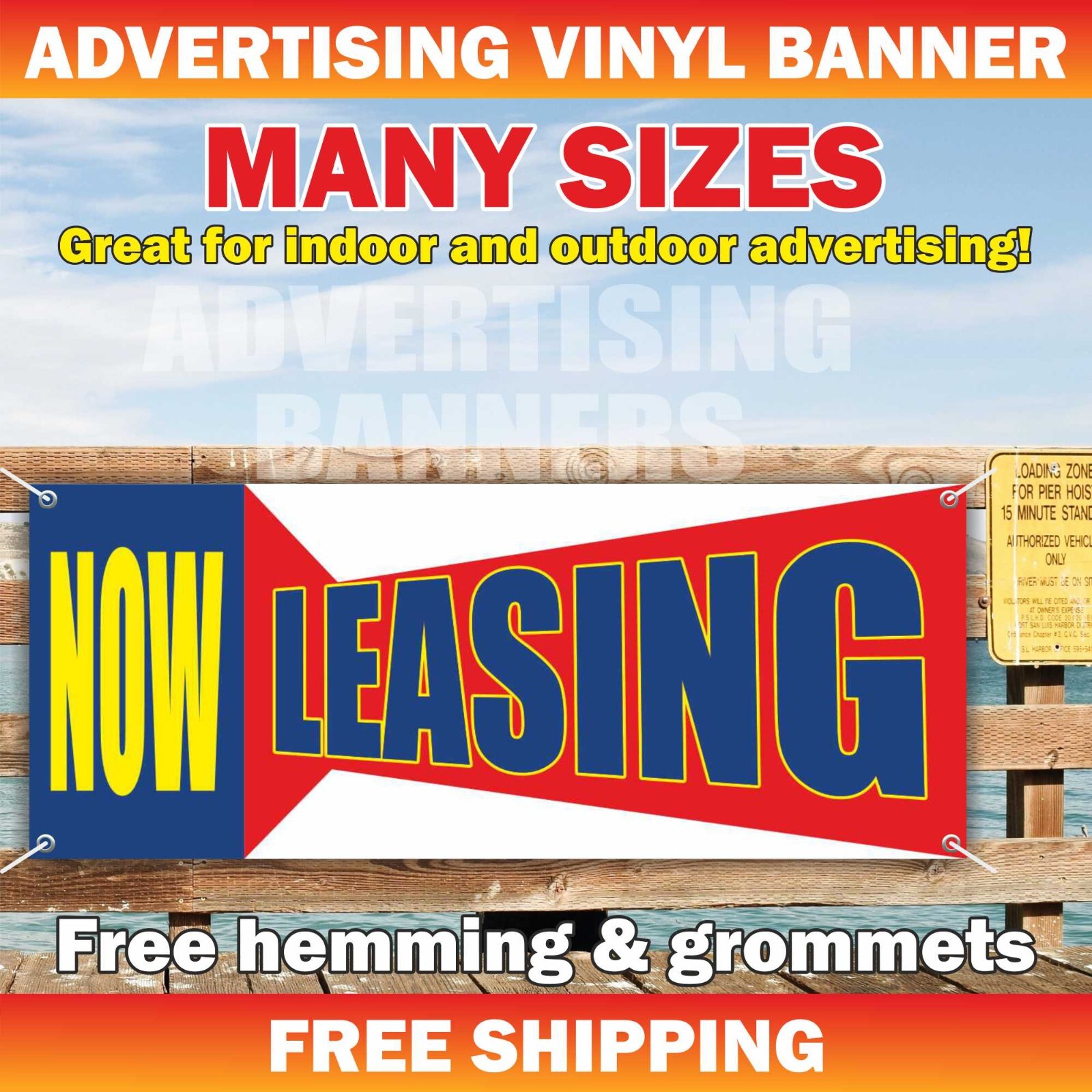 NOW LEASING Advertising Banner Vinyl Mesh Sign rent rental space real estate