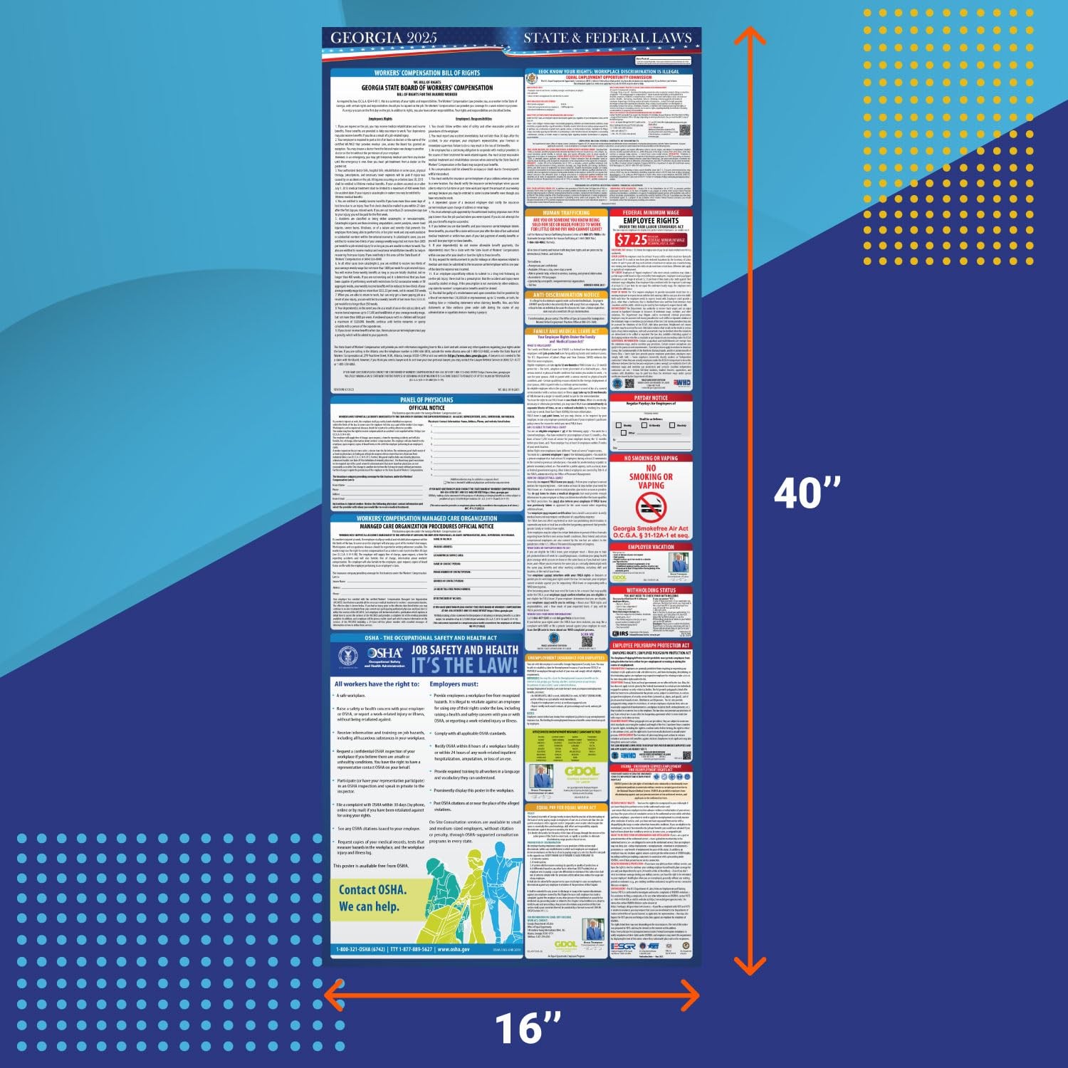2025 Georgia State and Federal Labor Law Poster – OSHA Workplace Compliant – …