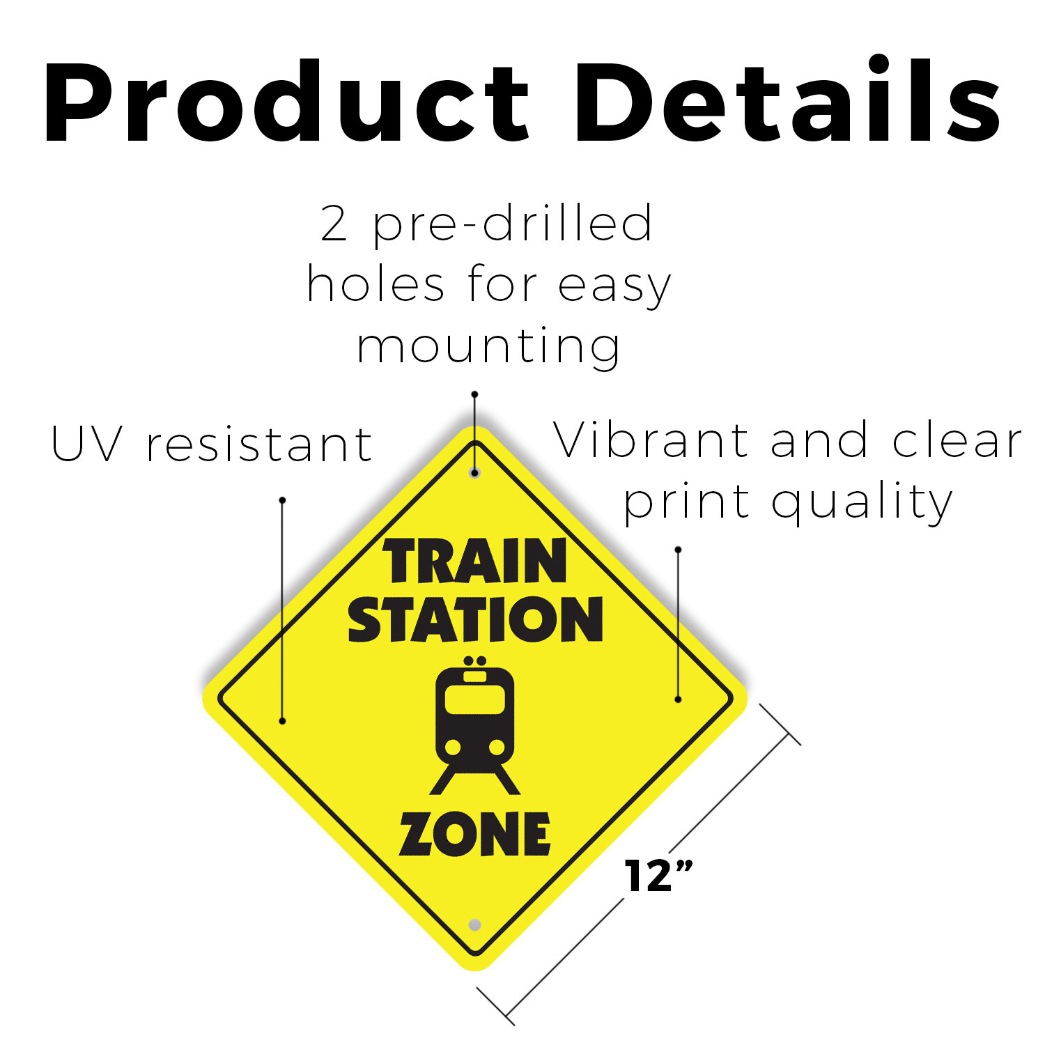 Train Station (3 Pack) Plastic Street Sign Crossing Warning Vintage Rustic