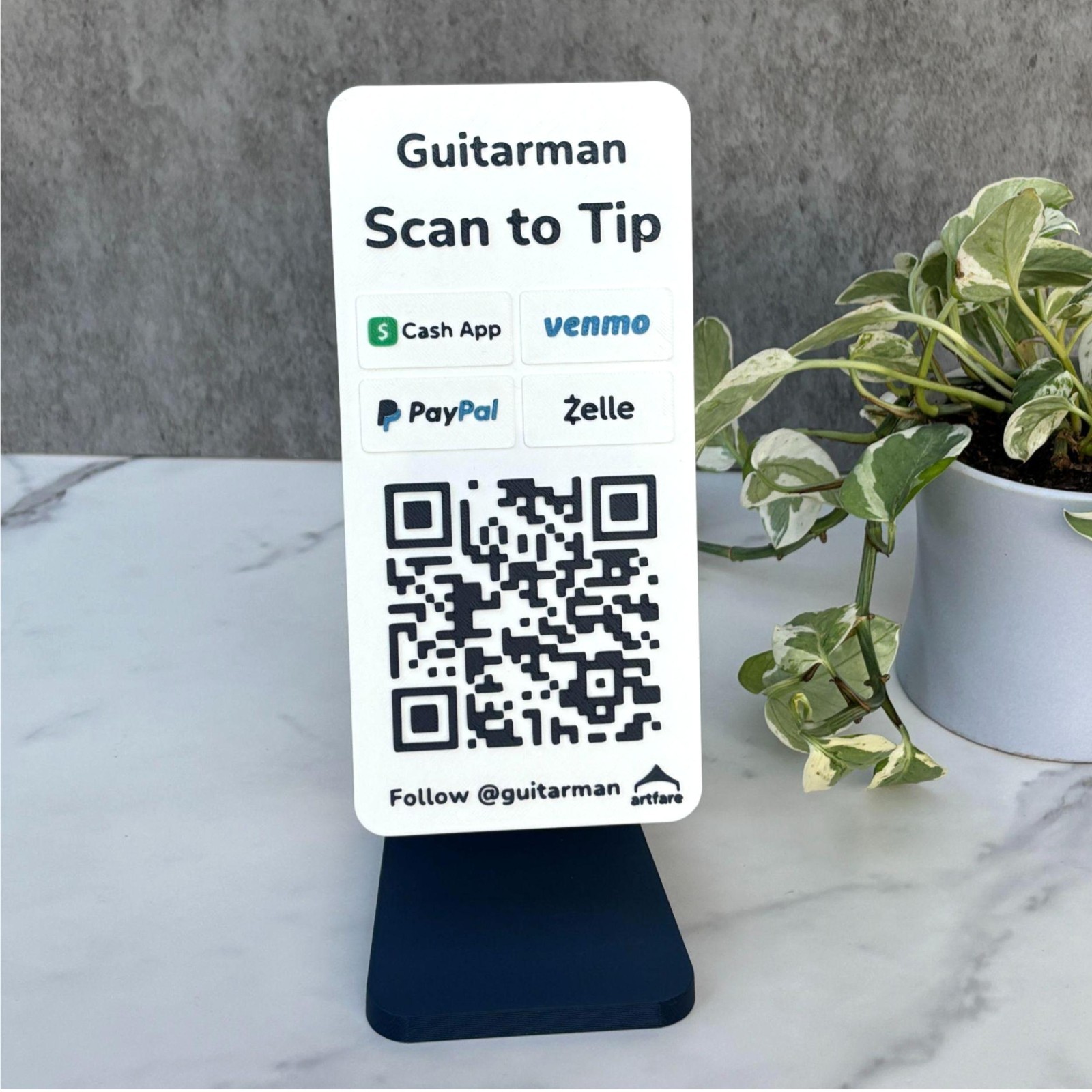 Custom QR Code Payment Sign with Business Card Dispenser – Artfare Slim