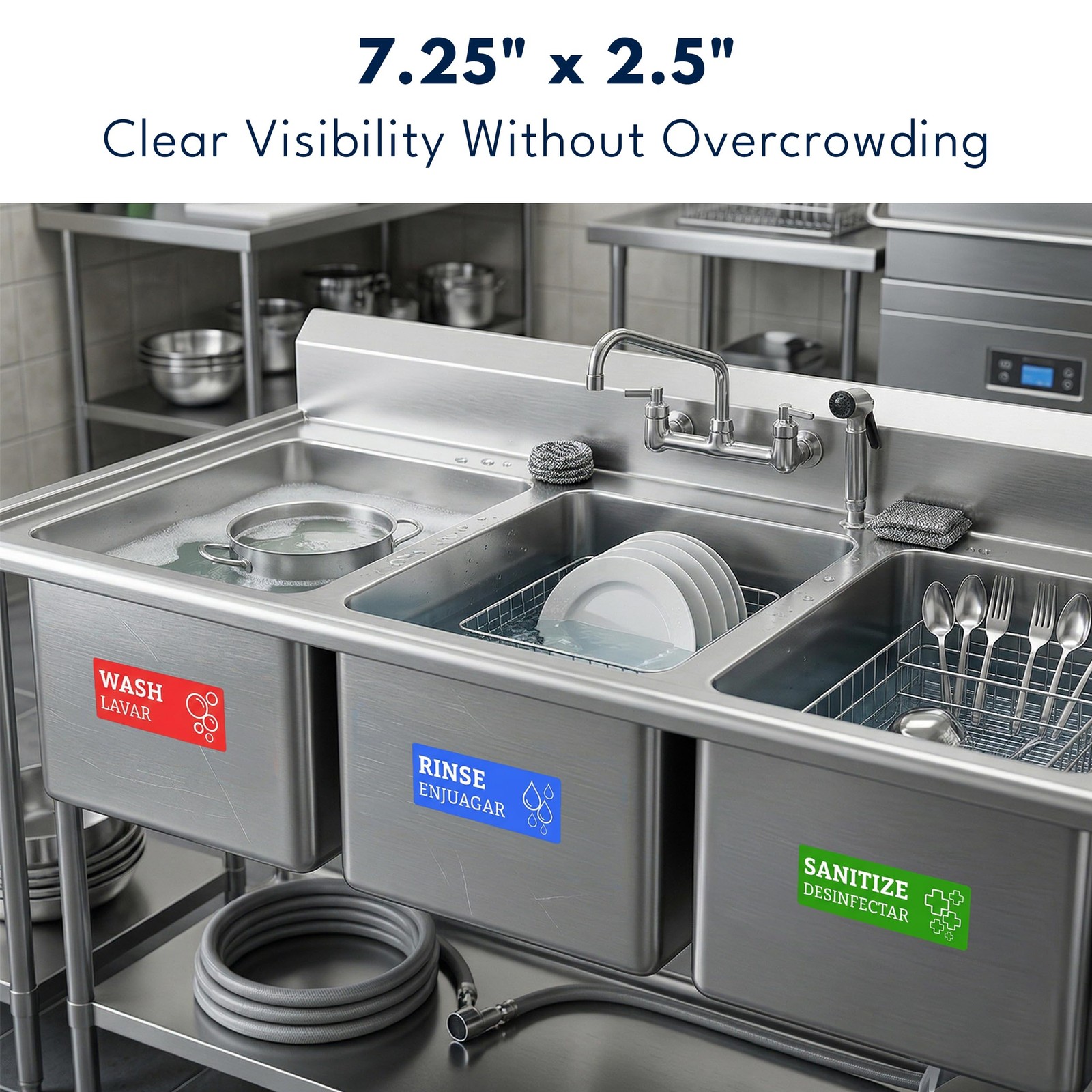 Wash Rinse Sanitize Sink Labels Compartment Sink Label Signs Accessories Supply