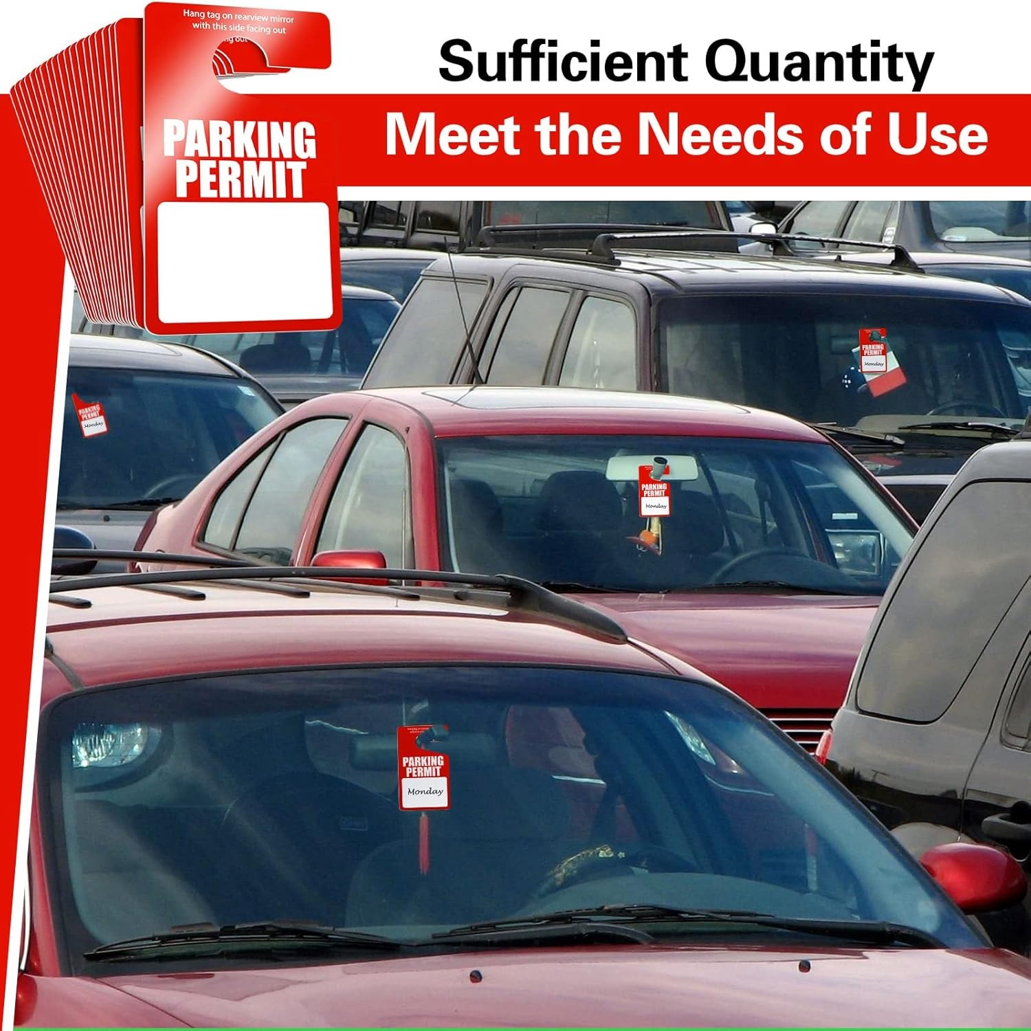 500 Pcs Parking Permit Hang Tags Bulk, Temporary Passes 2.99 x 5 inch, Red