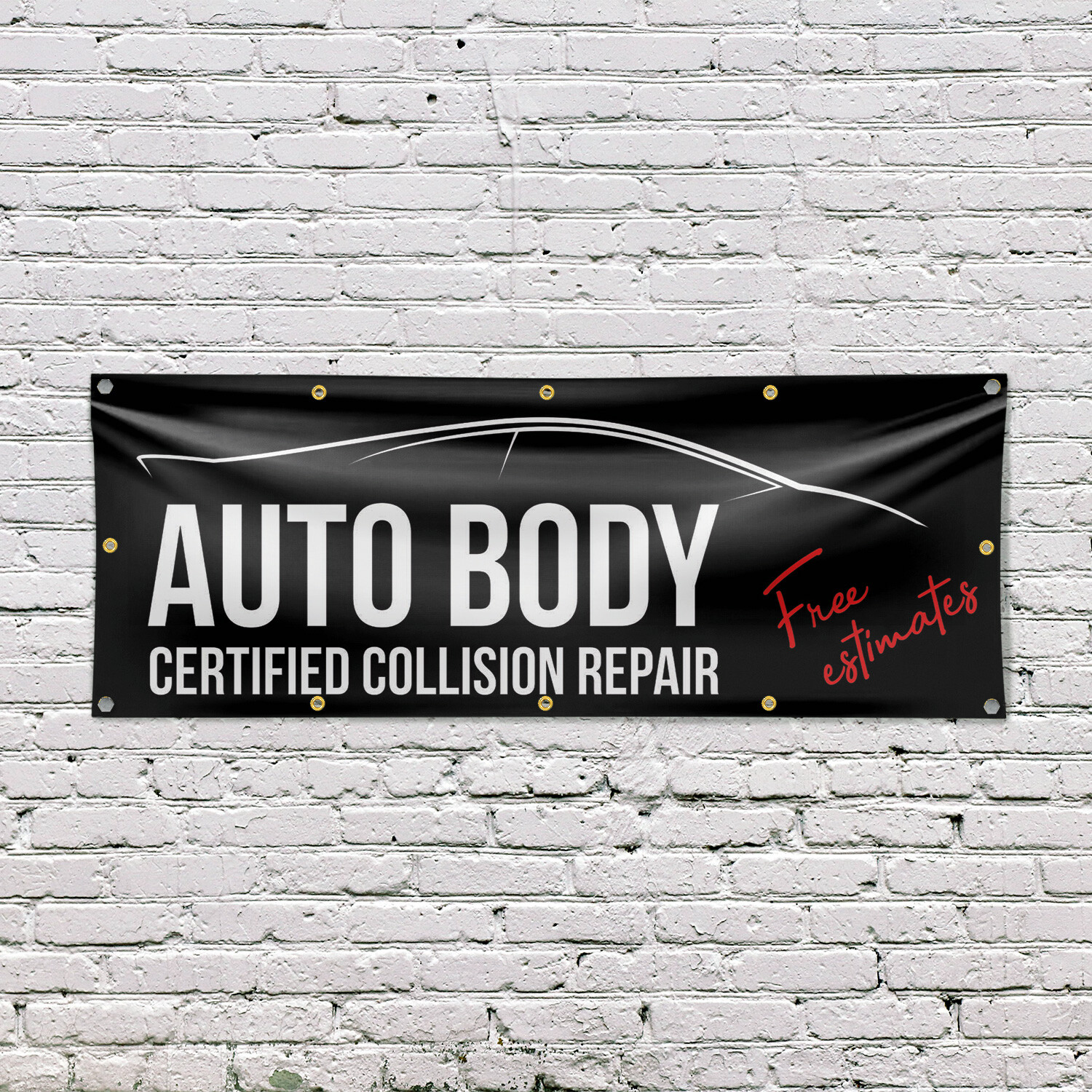Auto Body Full Collision Repair Vinyl Banner Sign with Metal Grommets Heavy-Duty