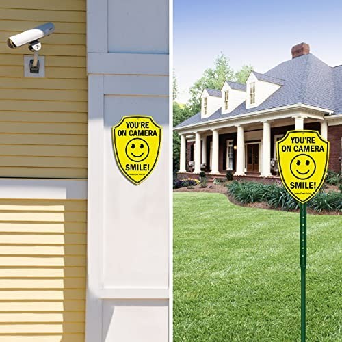 Smile You’re On Camera Sign, Video Surveillance Signs Outdoor, 2-Pack NEW