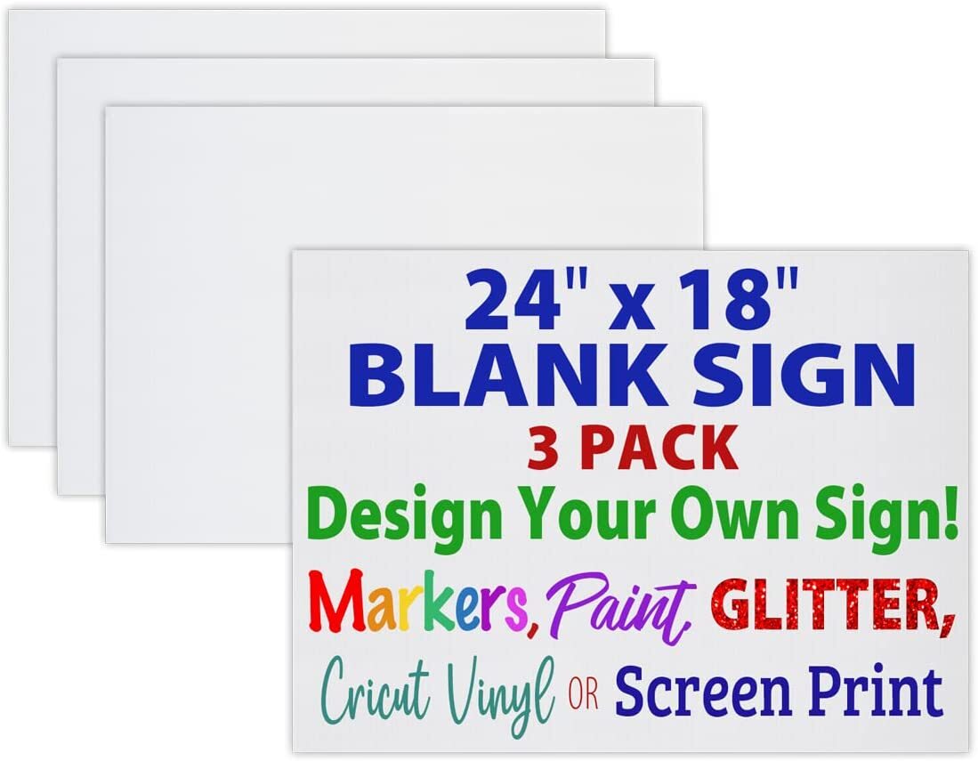 Heavy Duty 24″x18″ Blank Corrugated Plastic Yard Signs (White or Yellow)