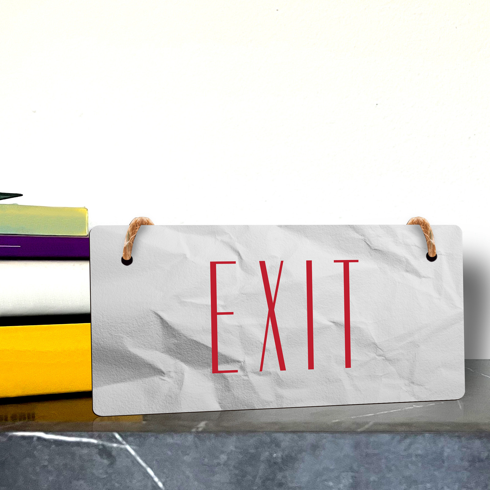 Exit 5″ x 10″ Hanging Wall or Door Sign | Rustic Twine | Home and Business