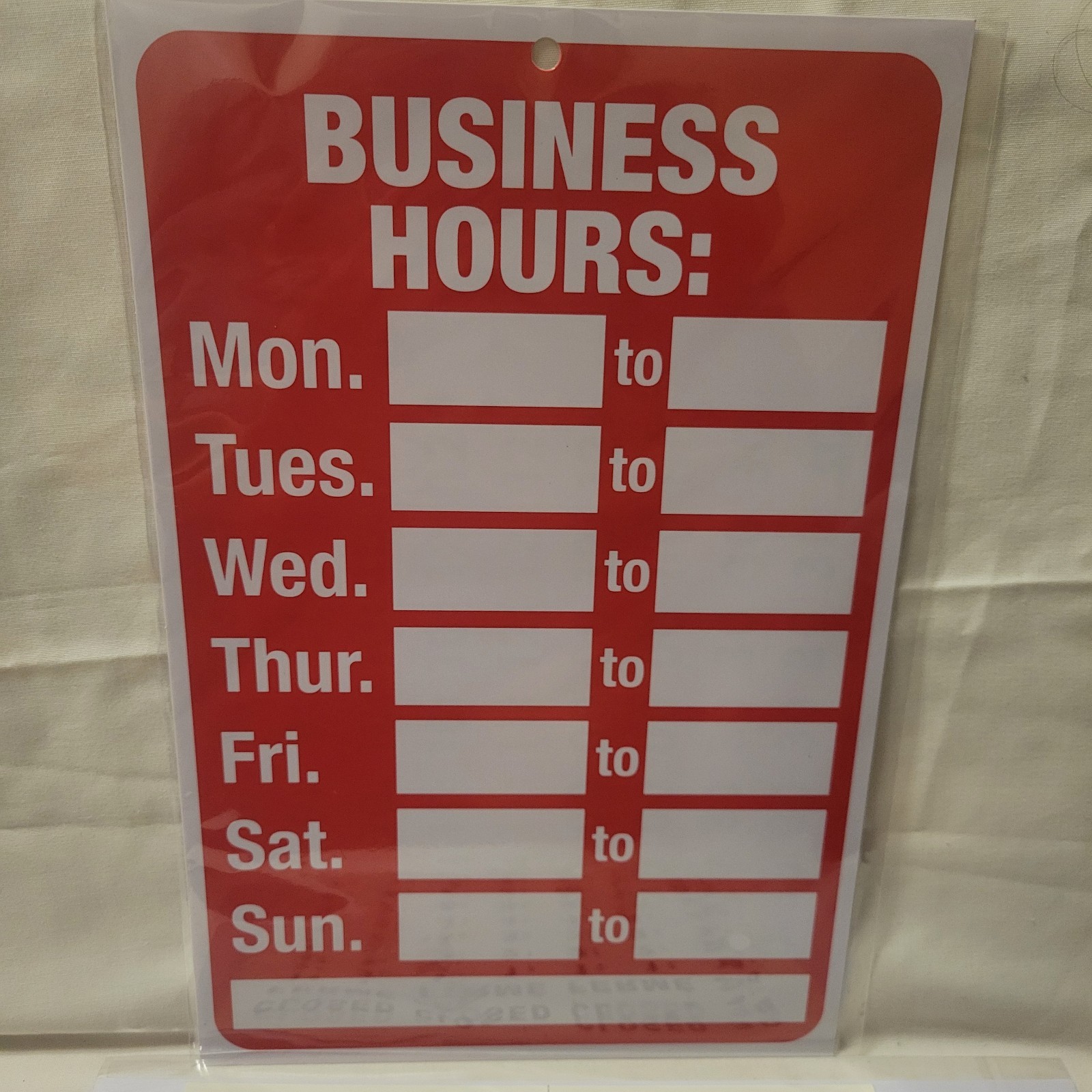 Business Hours Sign Kit 8″x12″ with Number Stickers Retail Store Office