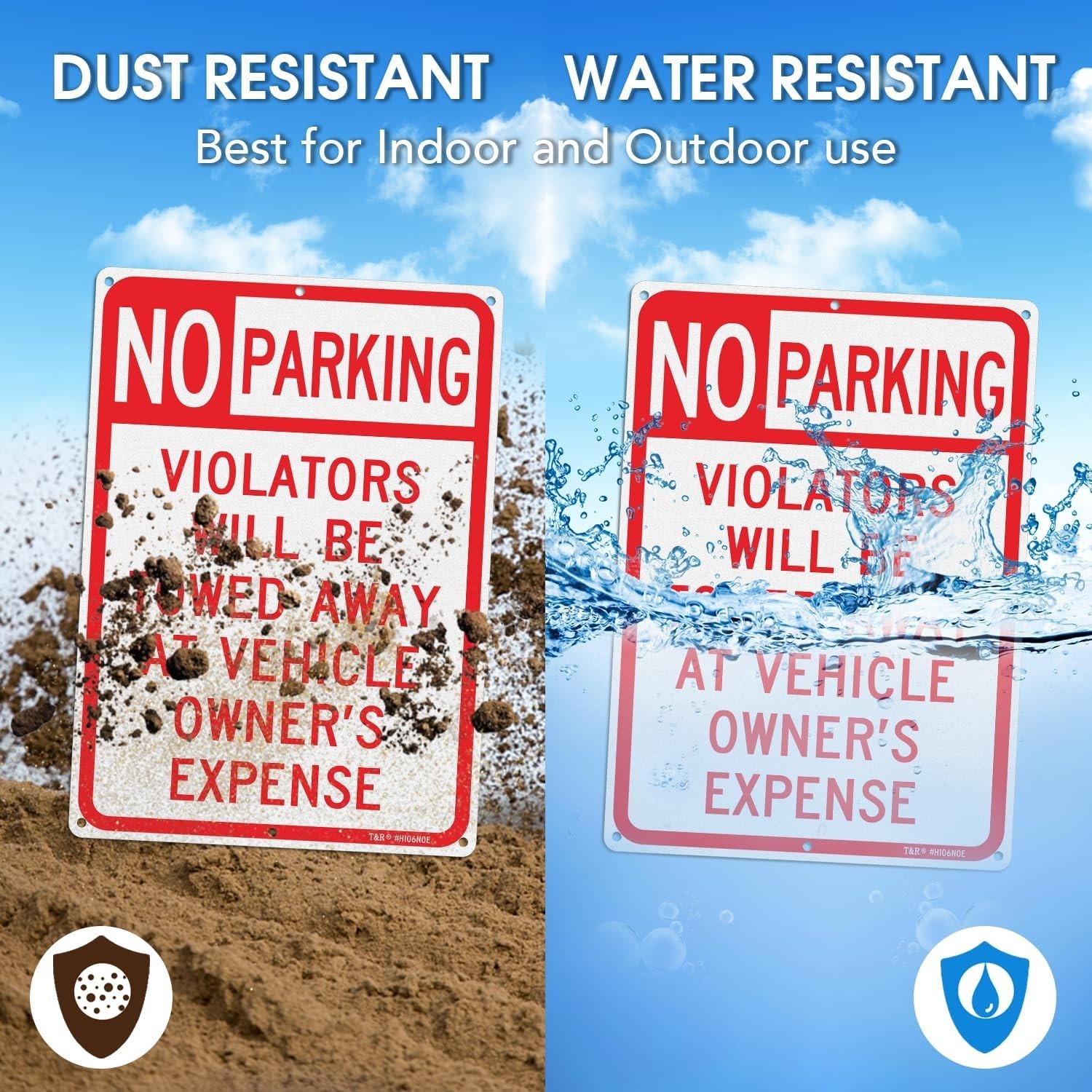 Sturdy 2 Pack No Parking Warning Signs – 10×14 Aluminum, Reflective & Easy Mount