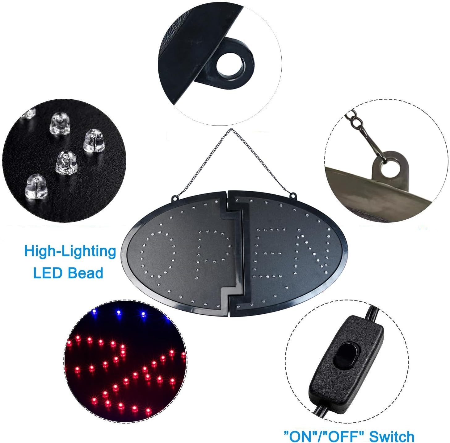 Eye-Catching LED Open Sign – High Visibility 23″ x 14″ Display for Businesses