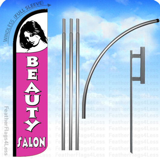 BEAUTY SALON – Windless Swooper Feather Flag 15′ KIT Banner Sign – pzJT8