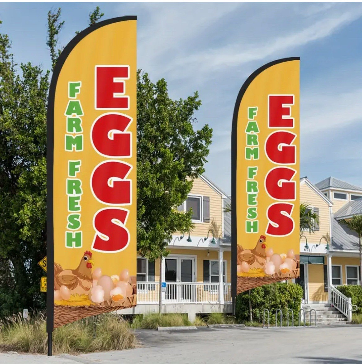 FARM FRESH EGGS Feather Swooper Flag Banner Sign Roadside Stand Market Garden
