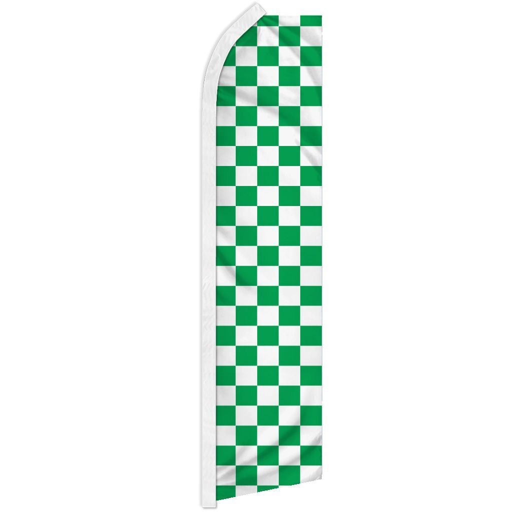 10 x “GREEN & WHITE CHECKER” advertising super flag swooper banner business sign