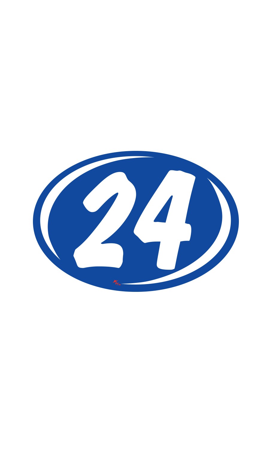SSWBasics Oval 2-Digit Year Stickers – White/Blue – “24” – Pack of 12
