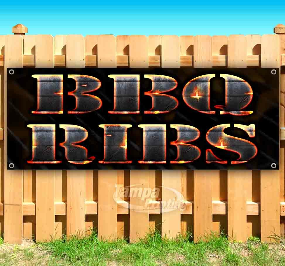 BBQ RIBS Advertising Vinyl Banner Flag Sign Many Sizes USA