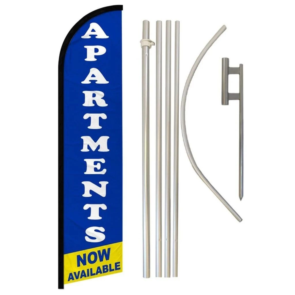 Apartments Now Available Windless Full Curve Advertising Banner Flag Pole Kit
