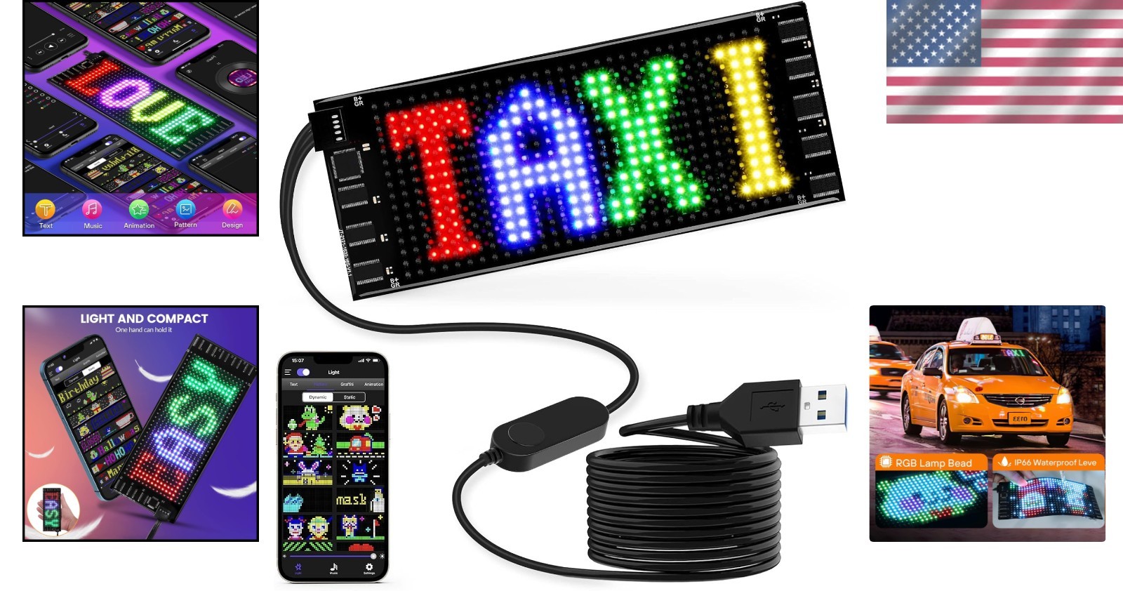 LED Scrolling Sign 7”x3” with USB Power – Ideal for Parties and Decorations
