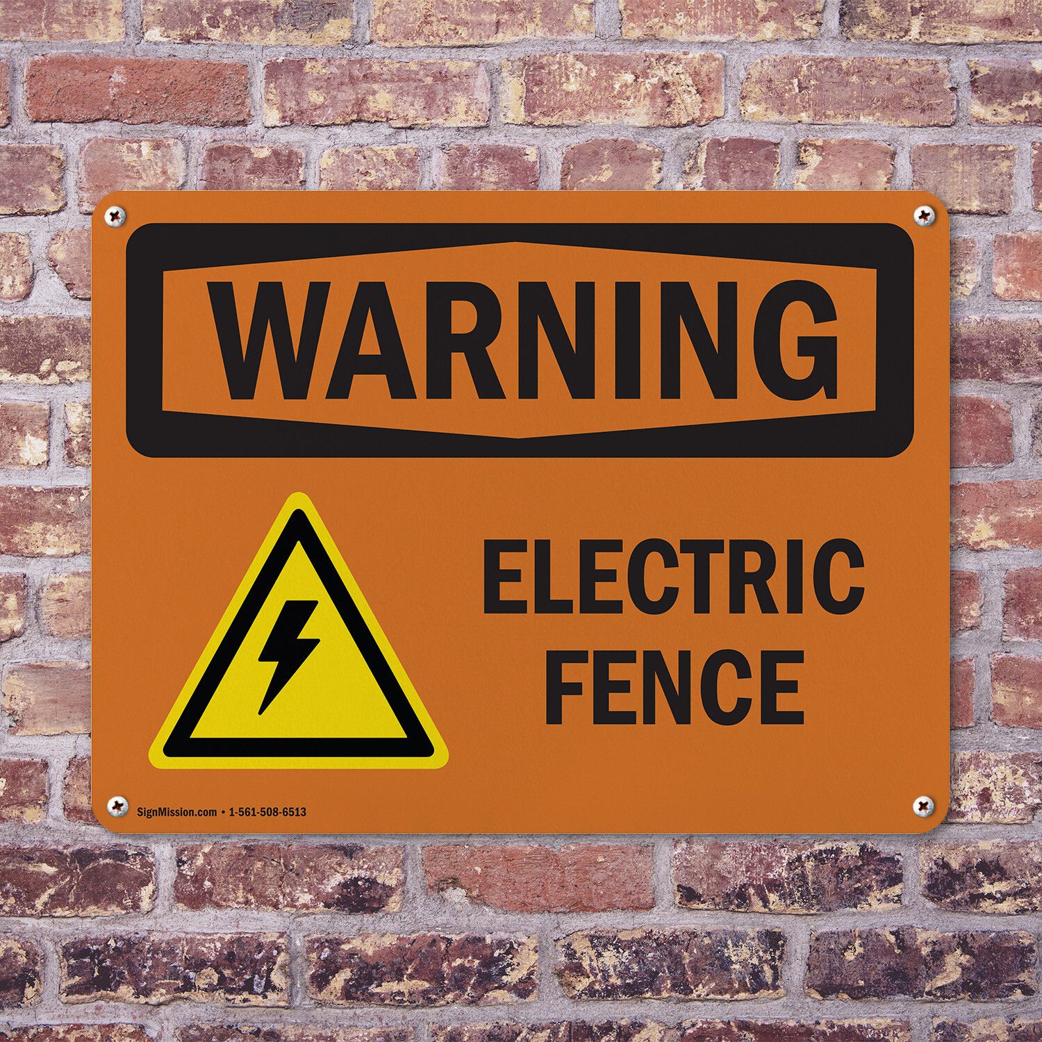 (2 Pack) Electric Fence With Symbol OSHA Warning Sign Decal Metal Plastic