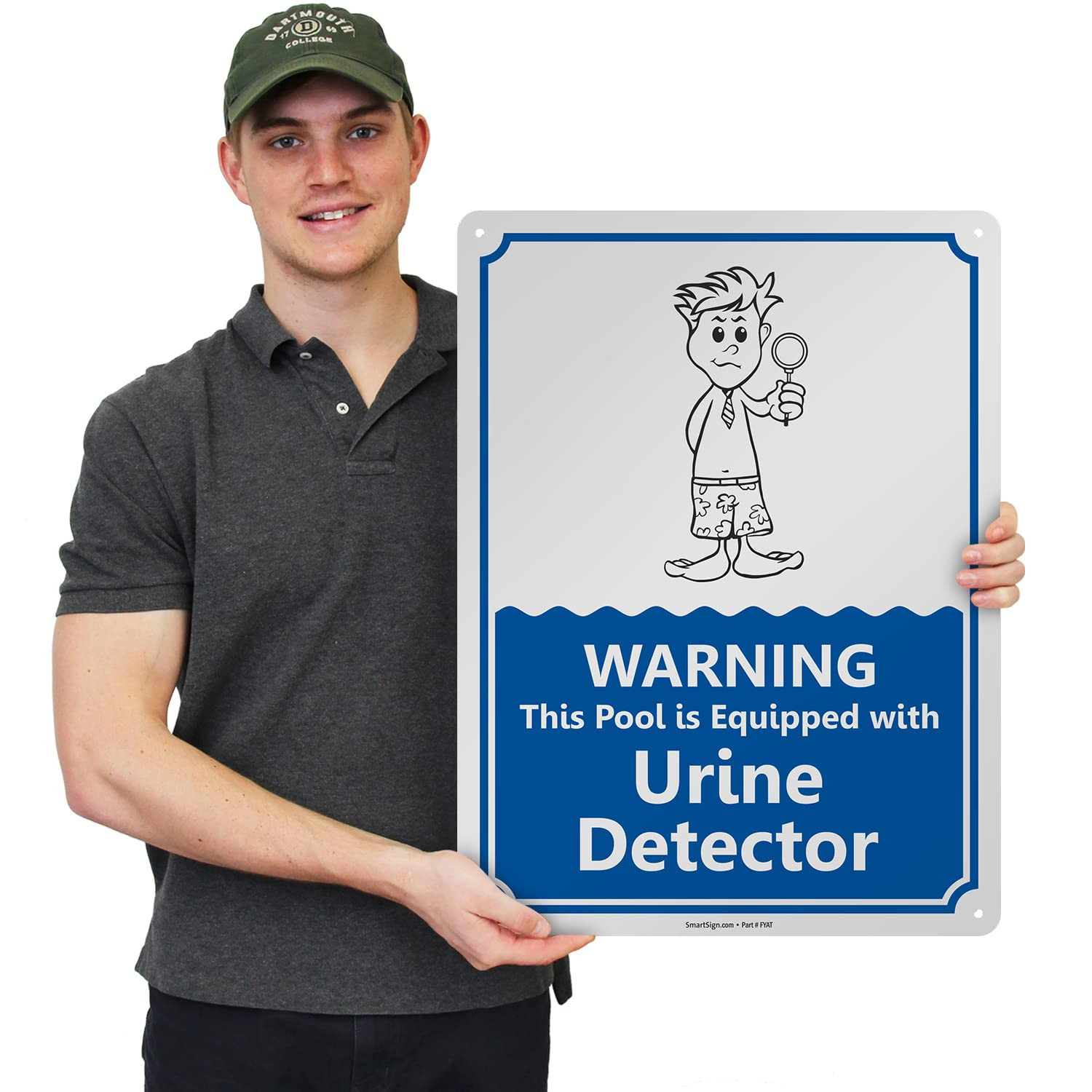 24 X 18 Inch “Warning – This Pool Is Equipped with Urine Detector” Funny Pool Me