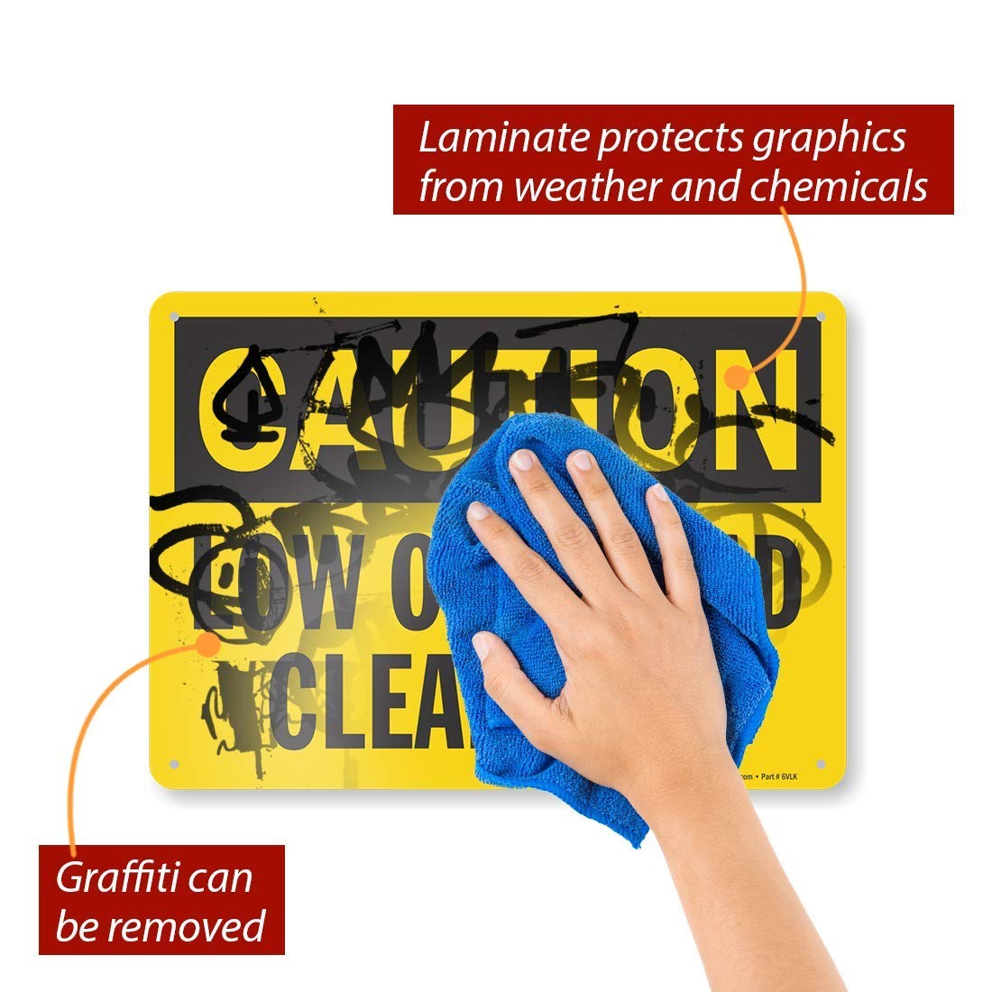 U91322NA Caution Low Overhead Clearance Sign 10×14 Aluminum Black Yellow