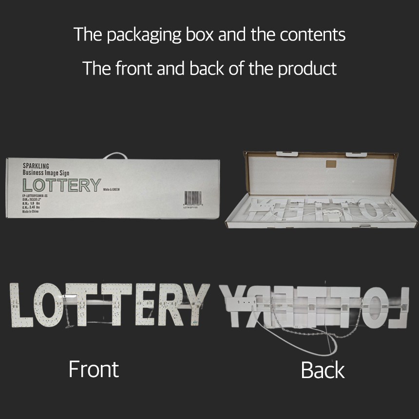 EPL Signs LOTTERY Green LED Sign Business 7″x32″ Remote 3G Sparkling Mode