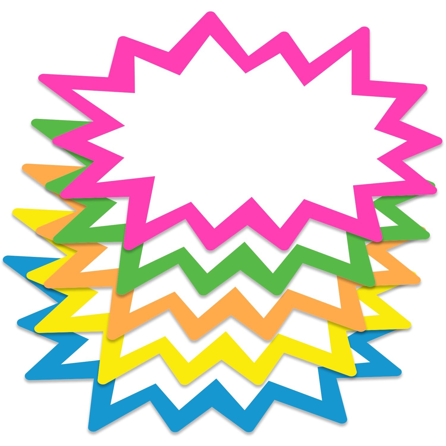 Starburst Signs with Stickers 100pcs | 3×5 inch (Neon) | Price Tags for Garage S