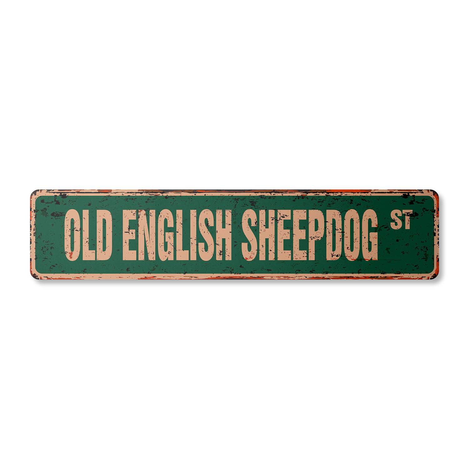 OLD ENGLISH SHEEPDOG Vintage Street Sign Metal Plastic dog lover great breed own
