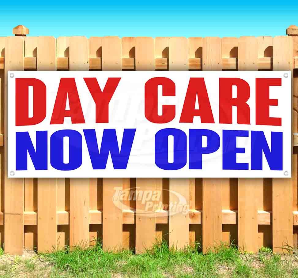 DAY CARE NOW OPEN Advertising Vinyl Banner Flag Sign Many Sizes