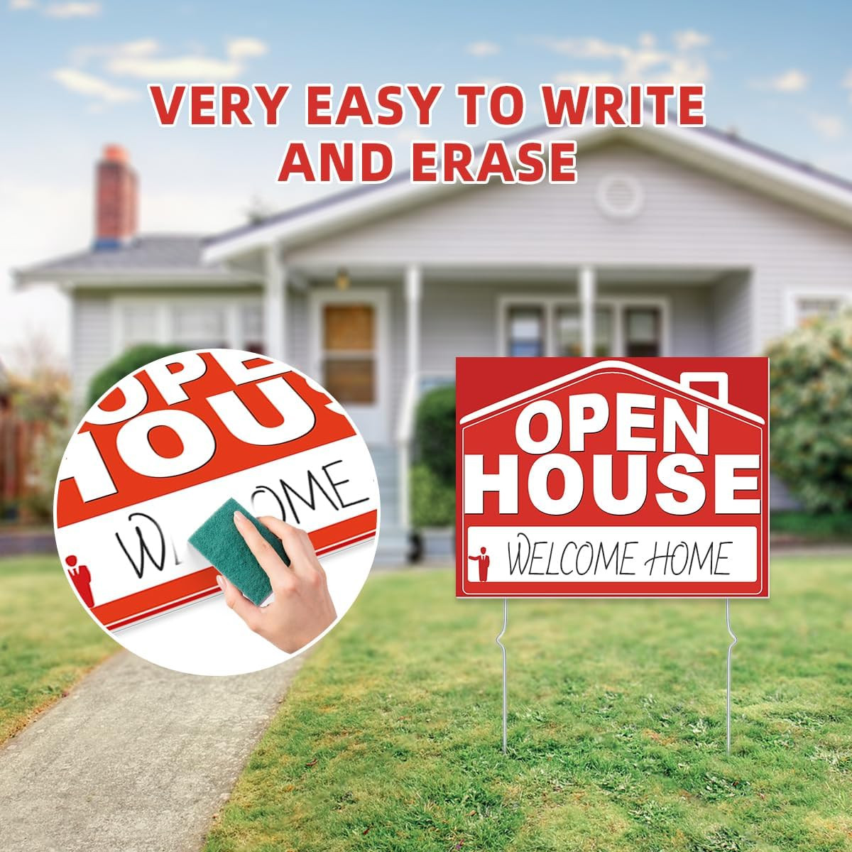 56 Piece Open House Signs for Real Estate Kit, 1 Open House Flag, 9 Double-Sided