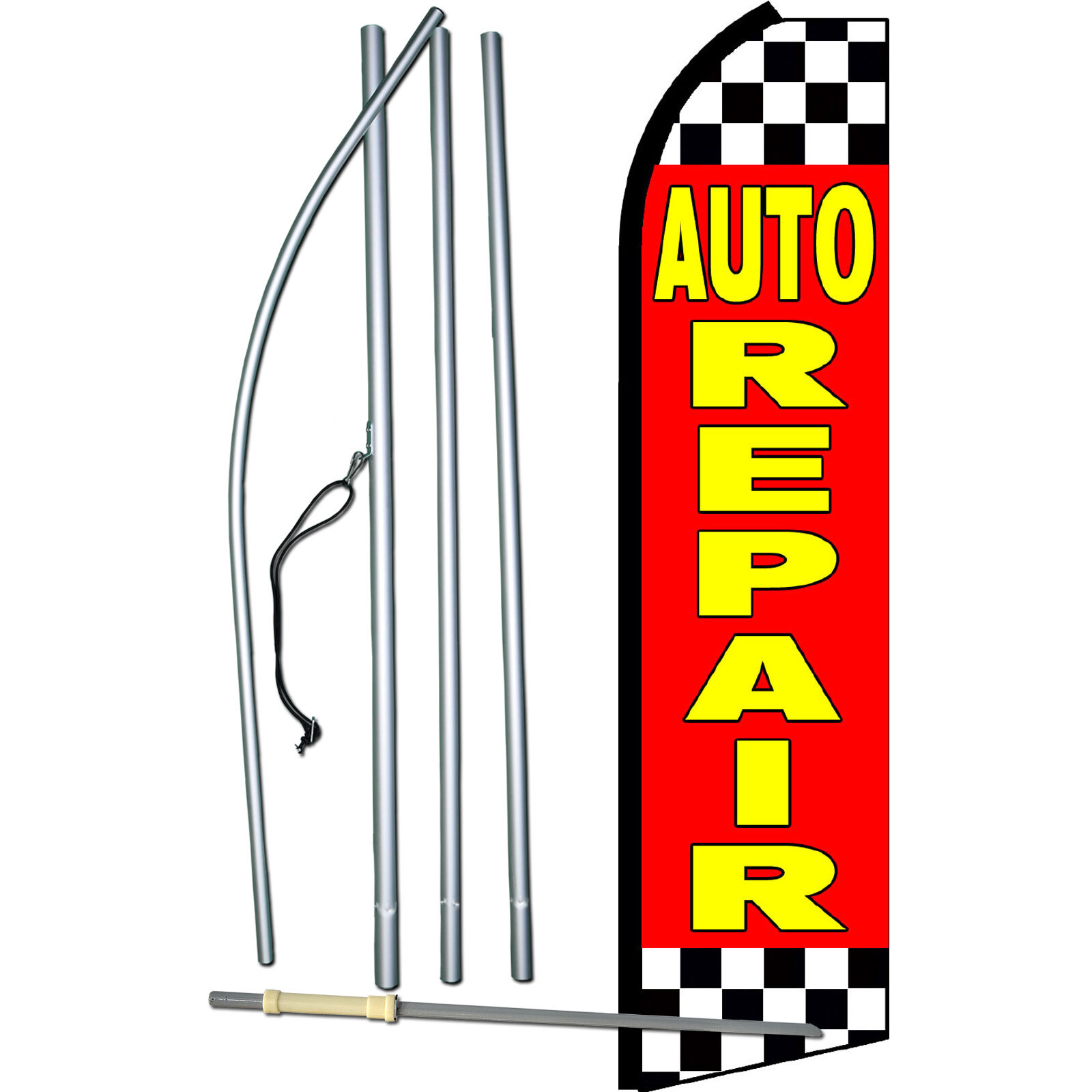Auto Repair Red/Yel Complete Swooper Flag Bundle
