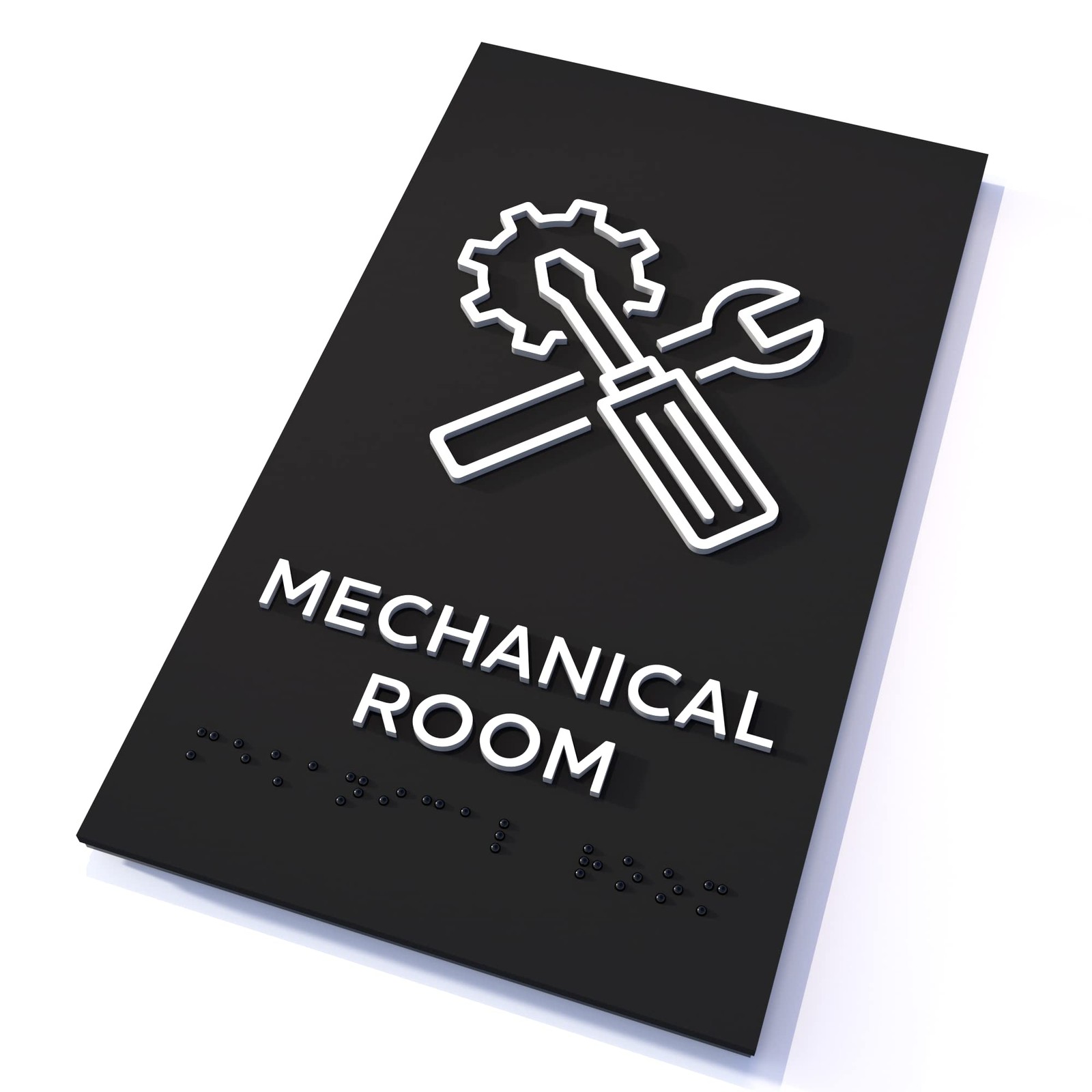 Mechanical Room Sign ADA Compliant Modern Door Grade 2 Braille Double Sided