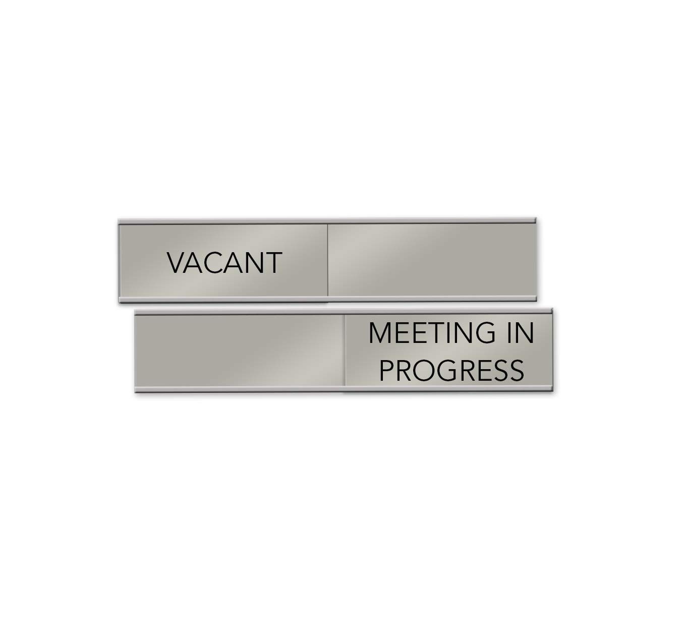 6×1 Silver Vacant/Meeting In Progress Slider Sign for Office Door Conference