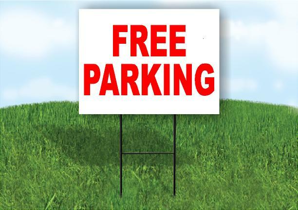 FREE PARKING RED Plastic Yard Sign ROAD SIGN with Stand