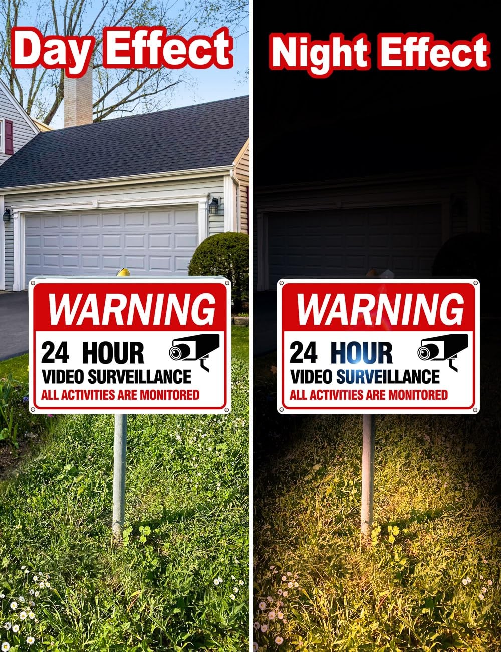 Video Surveillance Sign, 4-Pack 12″x 8″ Security Camera Signs, Reflective and…