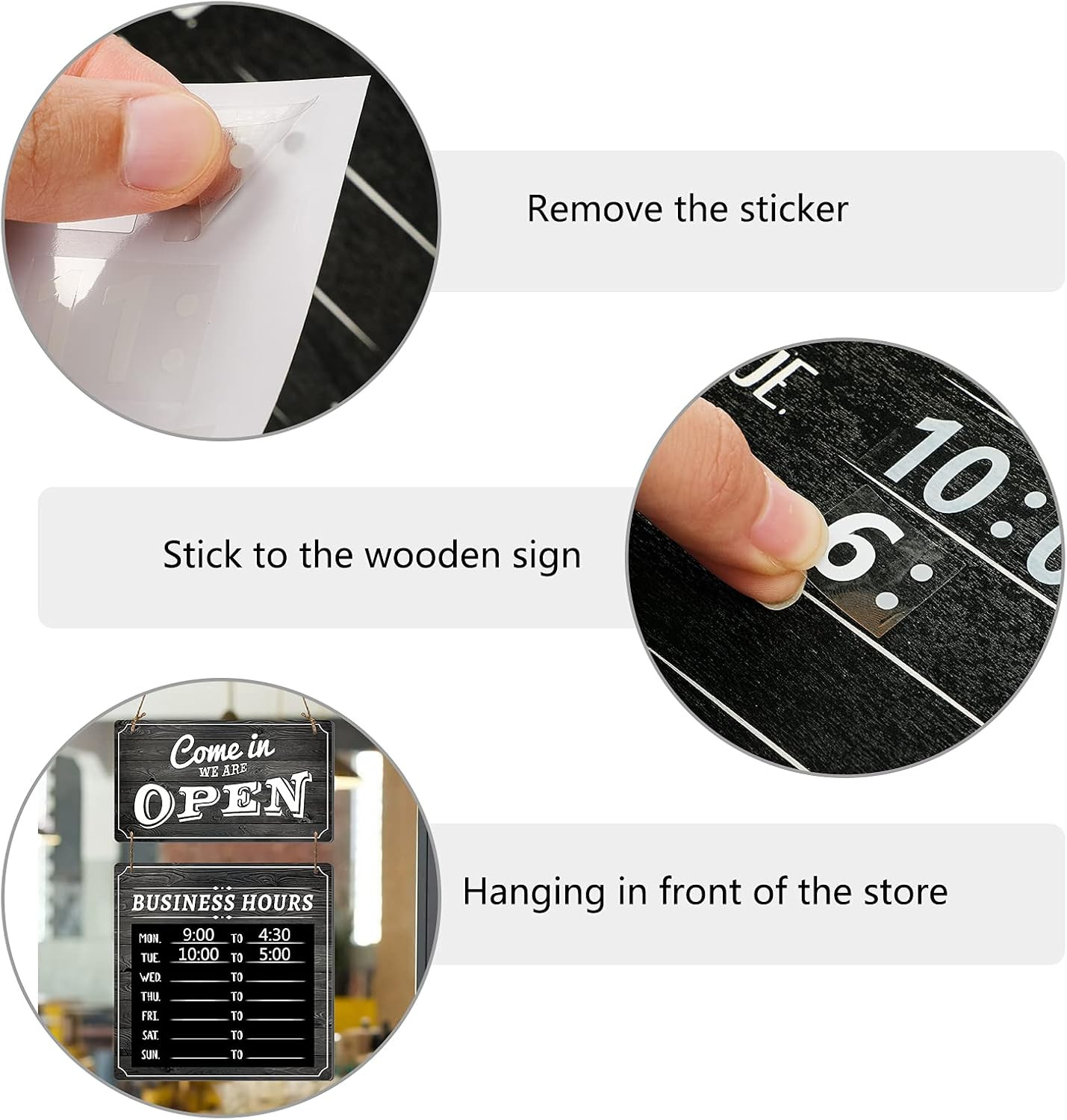 Open Closed Business Hours Sign Flip Changeable Store Time Mark Sign with Time D
