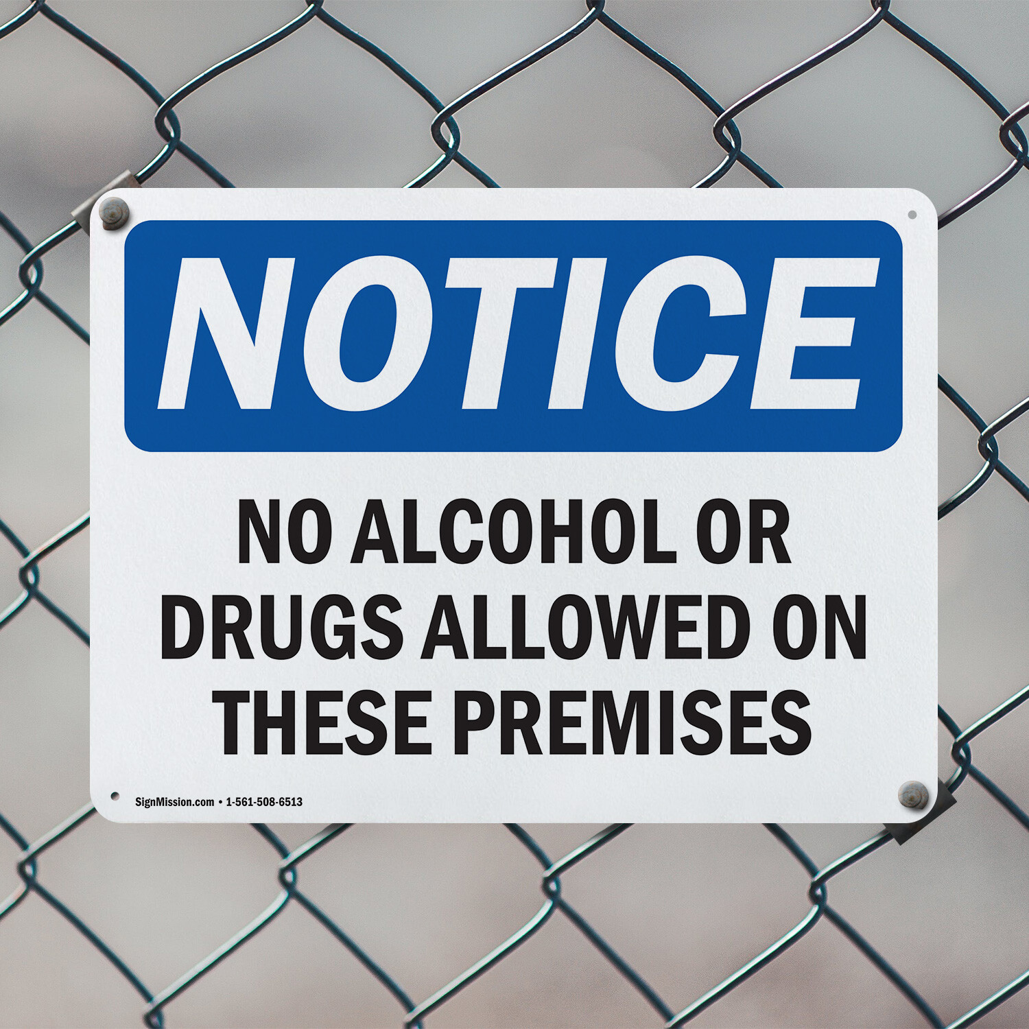 (2 Pack) No Alcohol Or Drugs Allowed On These OSHA Notice Sign Decal Metal
