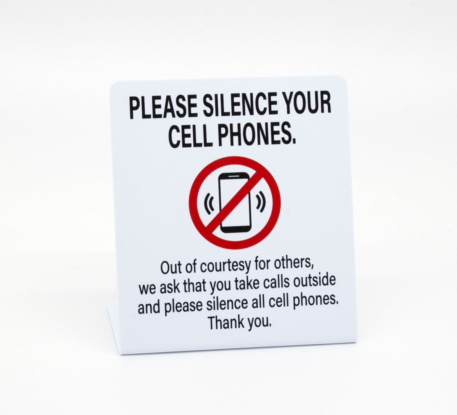 3pk Silence Your Cell Phones, Plastic Counter Sign, 3 Pack, Free Shipping