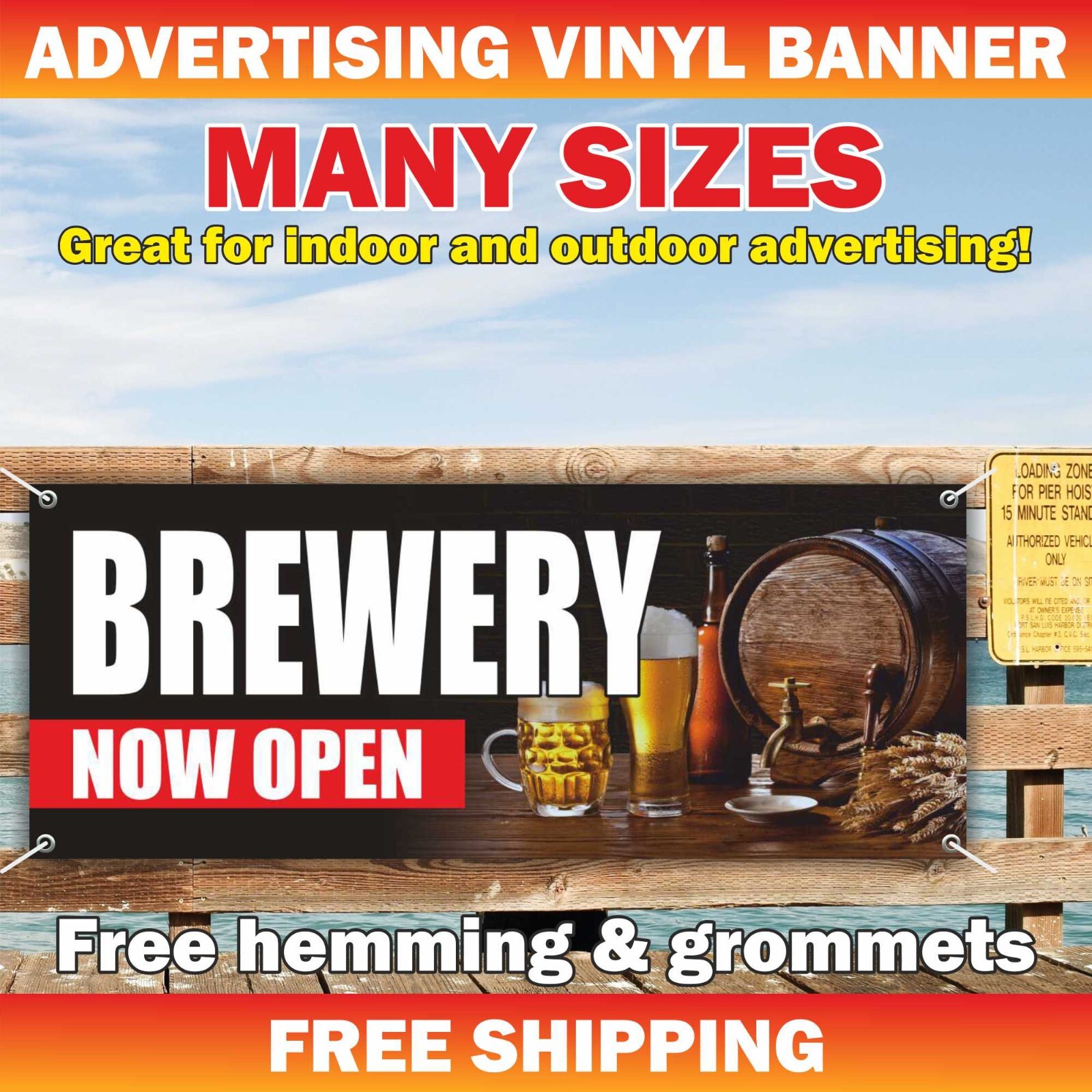 BREWERY NOW OPEN Advertising Banner Vinyl Mesh Sign Beer Alcohol Wine Store Bar