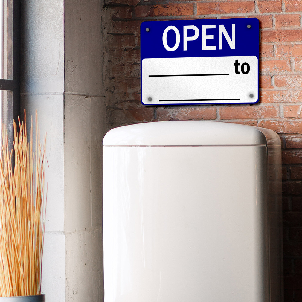 Horizontal Metal Sign Open to Business Hours Weatherproof Street Signage
