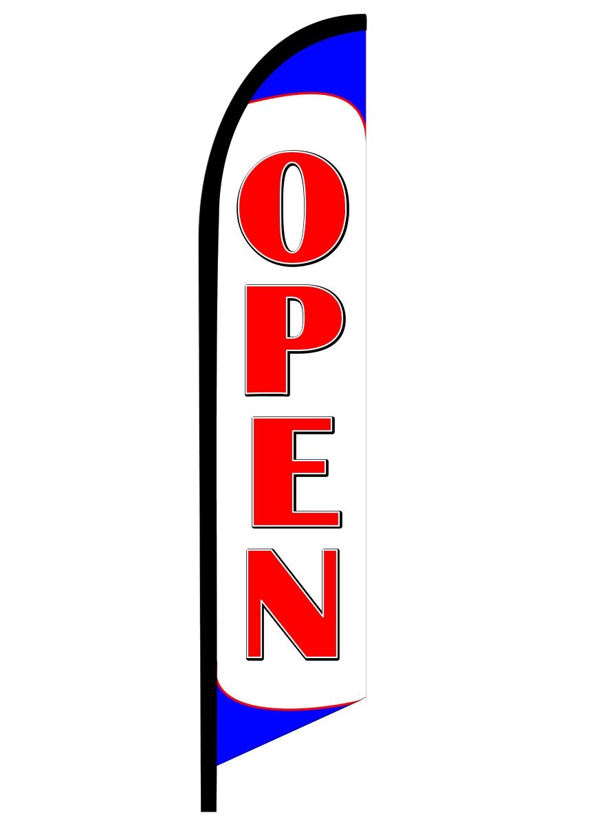 OPEN Premium quality swooper feather flag vertical banner sign 7853