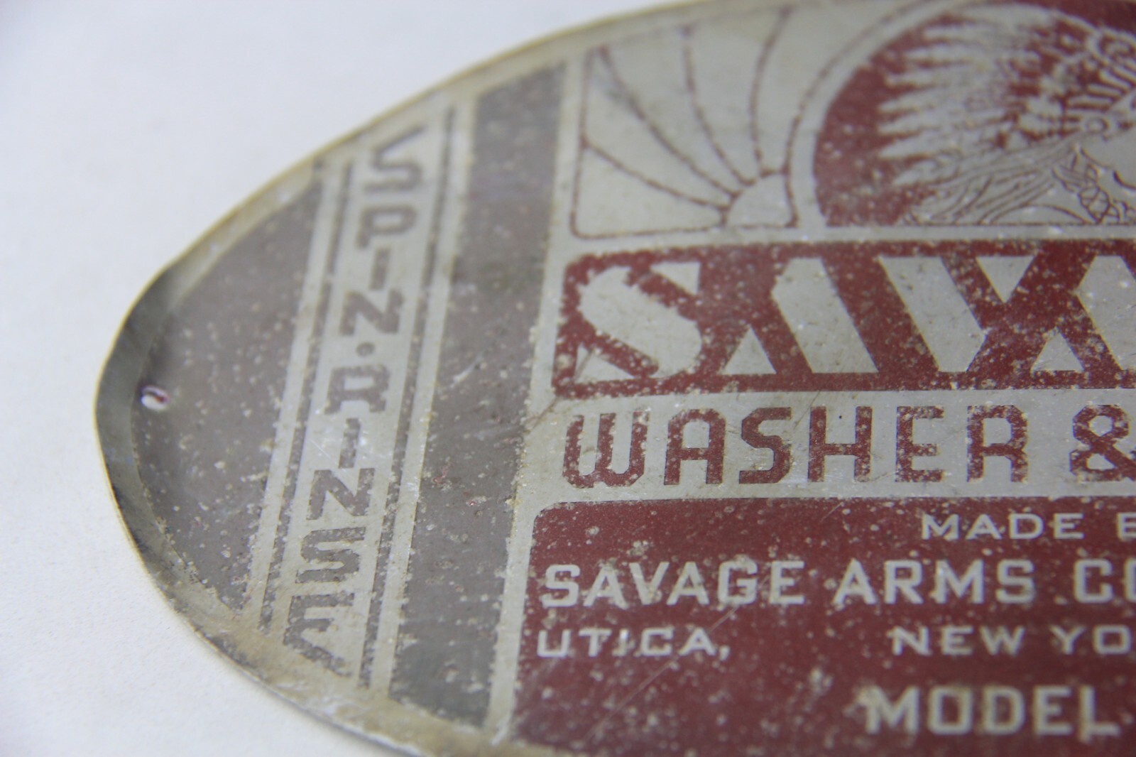 Vintage Savage Arms Corporation Washer and Dryer Oval Metal Plaque New York