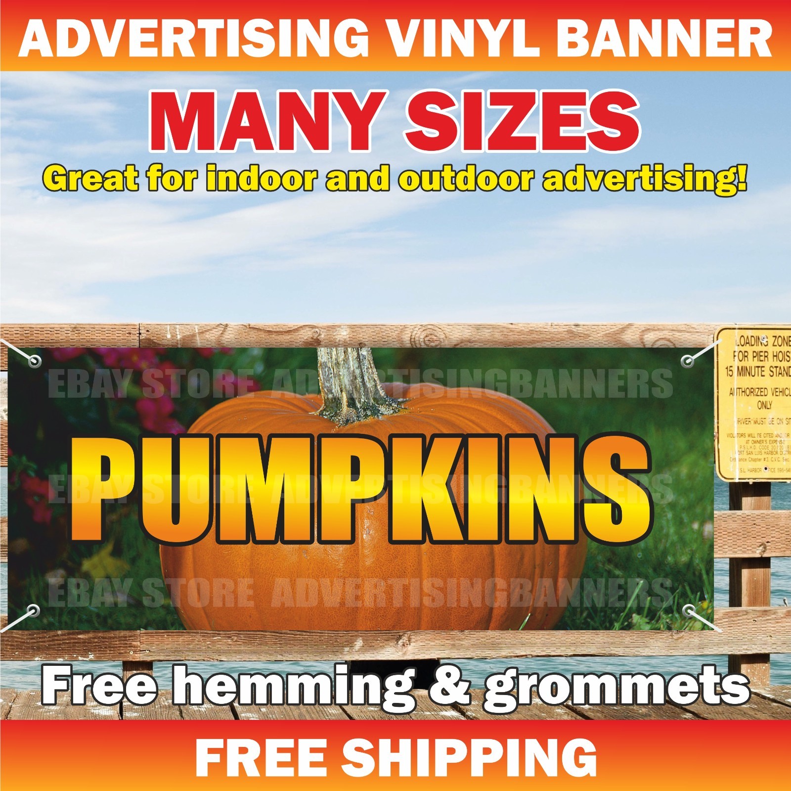 PUMPKINS Advertising Banner Vinyl Sign FOR SALE FAIR CARNIVAL FOOD HALLOWEEN